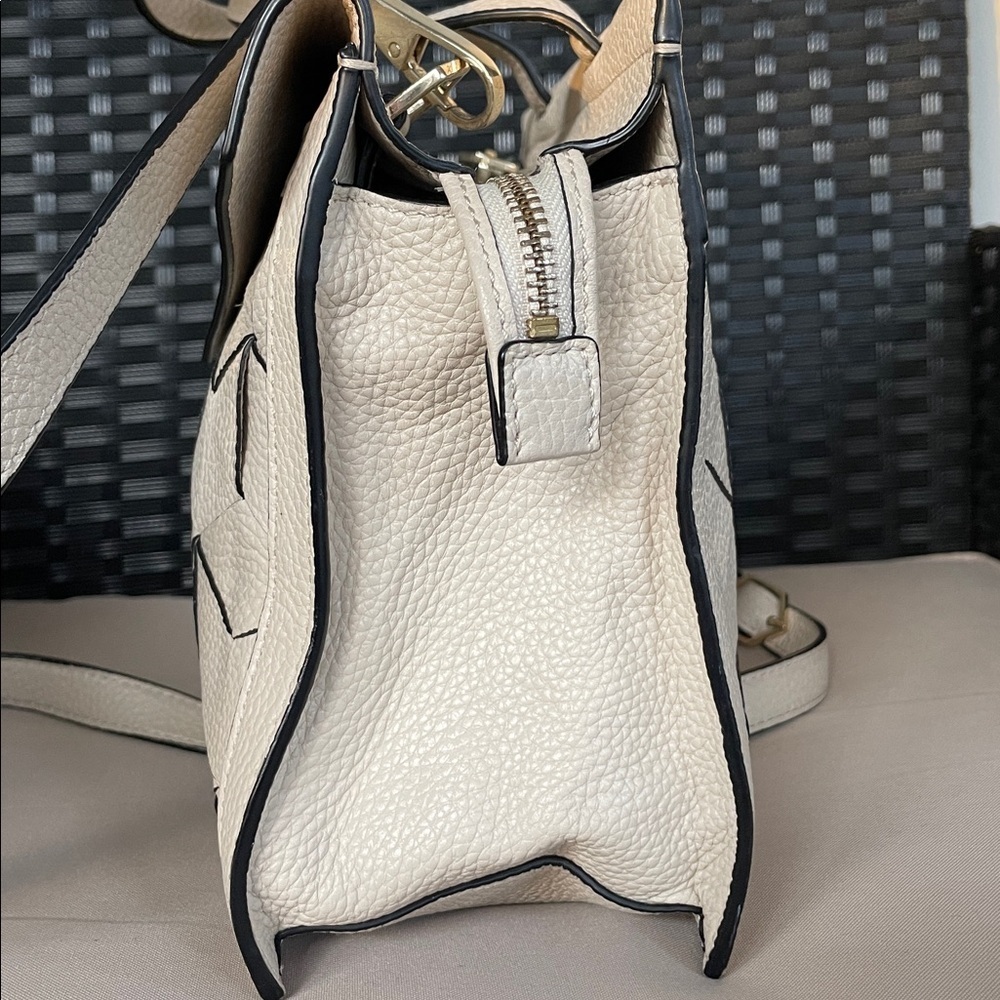 Welden Voyager Small Flap Satchel Cement Colored Pebbled Leather Crossbody Bag - Picture 11 of 13